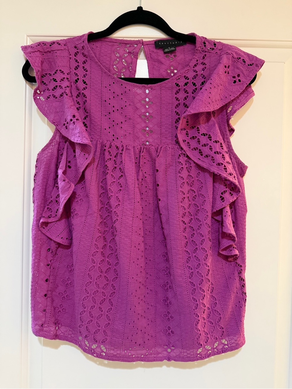 Sanctuary Fuchsia Eyelet Ruffle Camisole